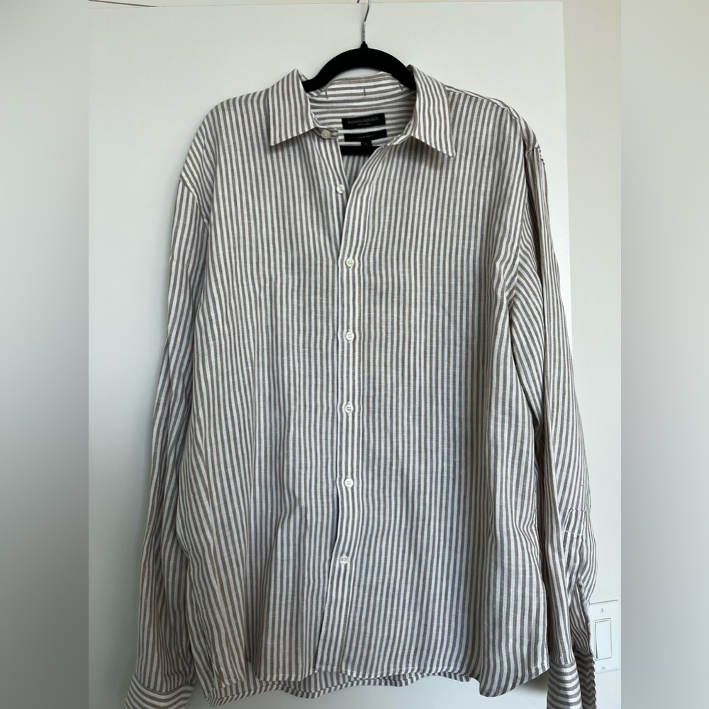 Men’s Castello Untucked Linen Shirt | L | Maverick Tan